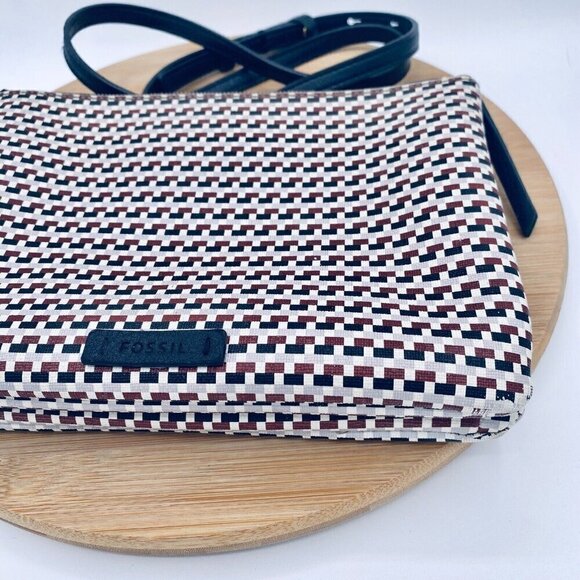 Fossil Messenger Bag Womens Medium Multicolor Leather Crossbody Purse - Picture 8 of 16